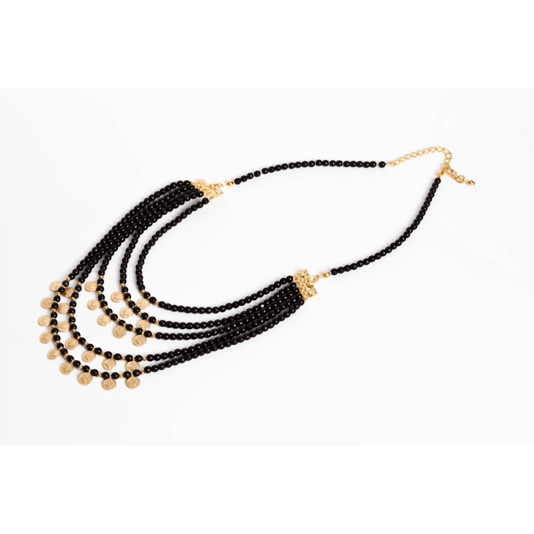 New Avenue Chic Tiny Coin Beaded Gypsi Necklace In Gold